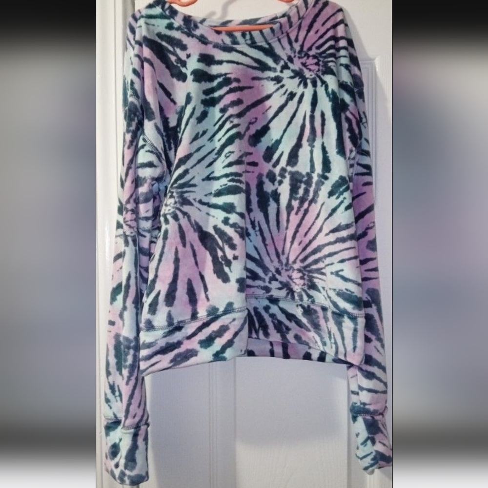 NWT So Girls Sz L (10/12) Cozy tie-dye Crewneck lightweight sweater